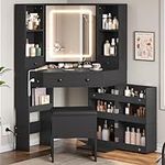 BTHFST Corner Vanity Desk with Ligh