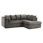 CHICAGO JUMBO CORD CORNER SOFA 5 COLOURS - LEFT/RIGHT HAND (Charcoal Grey, Right Hand Corner Sofa)