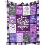 Sister Gifts Blanket, Sister Gifts from Sister, Happy Birthday Gifts for Sister, Unique Sister Gifts for My Dear Sister on Mother's Day - Sister Throw Blanket 60"x 50 (Purple)