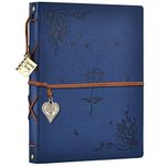 ZEEYUAN Scrapbook Album Leather Photo Album Memories DIY Scrap Book 10.8"x8.6" Large Family Photo Book Refillable 60 Pages for Anniversary Valentines Birthday Gifts(Rose Blue)