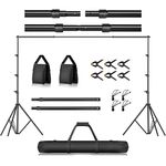 EMART Photo Video Studio 2.6m x 3m Adjustable Backdrop Stand Background Support System Kit with Carry Bag - Black