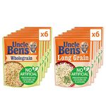 Uncle Bens Microwave Rice Mixed Selection (Pack of 12), 6 x Long Grain 250g, 6 x Wholegrain 250g