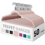 Premium Velvet Hangers 50 Pack, Heavy Duty Study Pink Hangers for Coats, Pants & Dress Clothes - Non Slip Clothes Hanger Set - Space Saving Felt Hangers for Clothing