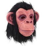 Black Chimp Mask Latex Full Head Mask for Halloween Costume Party Monkey Animal Mask