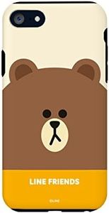 LINE Friends KCL-DBF002 iPhone 8 Case, iPhone 7 Case, Face, Brown (Line Friends), iPhone Cover, 5.8 Inches