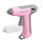 WORKPRO Cordless Glue Gun 3.6V with 20pcs Glue Sticks (7x100mm) | Fast Preheating Hot Glue Gun with 2500mAh Lithium-ion Battery | Automatic-Power-Off Glue Gun for Crafting with Indicator Lights | Pink