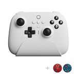 8Bitdo Ultimate Bluetooth Controller with Charging Dock, 2.4g Wireless Pro Gamepad with Back Buttons, Hall Joystick, Motion Controls and Turbo Function for Switch, Steam Deck & PC Windows (White)