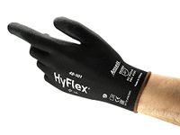 Ansell HyFlex 48-101 Thin Work Gloves, Stretch Fit Nylon Liner with Flexible PU Coating, Lightweight Safety Gloves for Precision Handling, DIY and Mechanics, Black, Size XL (12 Pairs)