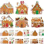 Pasimy 48 Pcs Christmas Crafts Kits for Kids Christmas Gingerbread House Crafts DIY Christmas Tree Ornament Kit Make Your Own Gingerbread House Craft Stickers for Holiday Xmas Classroom Party Favors