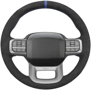 MEWANT Hand Stitched Car Steering Wheel Wrap Cover for Ford F-150 2021-2023 / F-150 Lightning 2022-2023 Steering Wheel Accessories