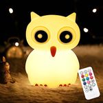 CHWARES Night Light for Kids, Owl Nursery Night Lights with Remote, 7 Color Kawaii Lamp, Room Decor, USB Rechargeable, Cute Lamp Gifts for Baby, Children, Toddlers, Teen Girls