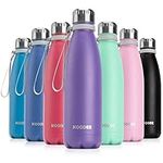 Koodee Insulated Stainless Steel Water Bottle, 17 oz Double Wall Vacuum Leak Proof Cola Shape Sports Water Bottle Keeps Hot & Cold (Purple)