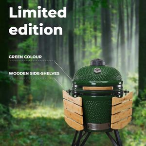 KAMADO BONO 21" Ceramic BBQ Grill – Dual Zone Charcoal Smoker & Baker