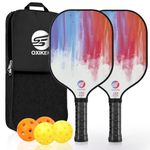 OXIKEN Pickleball Paddles Set of 2, USAPA Approved Carbon Fiber Pickle Ball Paddle (CHS), Polypropylene Honeycomb Core, Anti Slip Sweat Absorbing Grip, 2 Outdoor Pickleball, 2 Indoor Pickleball, Bag