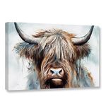 CCWACPP Highland Cattle Animal Canvas Wall Art Colorful Cow Pictures Wall Decor Abstract Animals Painting Print Bathroom Decor Frame (Highland Cattle - 2, 16x24inch (40x60cm))