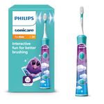 Philips Sonicare for Kids Electric Toothbrush with Bluetooth, Coaching App, 2 Brush Heads, 2 Modes and 8 stickers For Customisation - HX6322/04