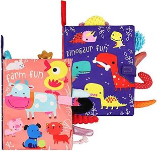 BelleStyle Libros Bebe Juguetes Bebes 0-12 Meses, 2PCS Libros de Tela Blandos para Bebes Recien Nacido Niños Educativo Juguetes Niños 1 Año, Animales Libro Sensorial Suave de Actividades para Bebé (B)