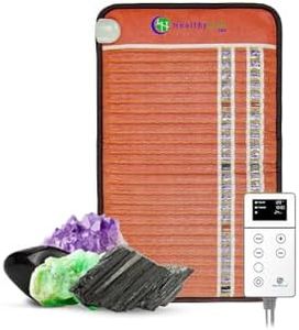 HealthyLine TAO Far Infrared Heating Pad - Small Natural Crystal Gemstones Mat for Back Pain - Electric Auto Shut Off - Rejuvenating Negative Ions Therapy - 32" x 20"
