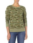 Amazon Essentials Women's French Terry Fleece Crewneck Sweatshirt (Available in Plus Size), Green Camo, XL