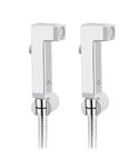 Cliquin ABS Bidet Spray – Wall Mount Installation | Durable, Ergonomic Design with Adjustable Water Pressure & 2-Year Warranty Health Faucet Gun (Without Showertube) (Push Square, Pack of 2)