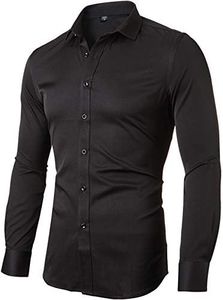 Camisa elástica para Hombre, Manga Larga, Corte Ajustado, Informal/Formal Disponible, Elegir