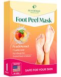 PLANTIFIQUE Foot Peel Mask - 1 Pair Peach Feet Peeling Mask Dermatologically Tested - Repairs Heels & Removes Dry Dead Skin for Baby Soft Feet - Exfoliating Foot Peel Mask for Dry Cracked Feet