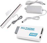 Xahpower 3 in 1 Accessories Bundle Kits for Wii, AC Power Supply Adapter + Wii to hdmi Converter and Wired Infrared Ray Sensor Bar Compatible with Nintendo Wii