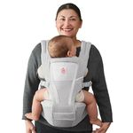 Ergobaby Alta Hip Seat Baby Carrier for Babies and Toddlers 4-48 Months (12-45 lbs) - 3-Position Convertible Ergonomic Baby Carrier with Storage Pocket, Sun Hood, Hip-Healthy Positioning - Pearl Grey