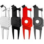 4 Pieces Golf Divot Repair Tool Golf Club Scrub Brush 5 in 1 Multipurpose Golf Tool Magnetic Ball Marker Golf Club Holder Groove Cleaner Waist Clip for Golf Accessory Tool Men Women Outdoor Sports