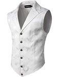 VATPAVE Mens Victorian Suit Vest Steampunk Gothic Waistcoat Large SU14 White