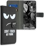 kwmobile Wallet Case Compatible with Samsung Galaxy A52 / A52 5G / A52s 5G Case for Phone - Don't Touch My Phone White/Black