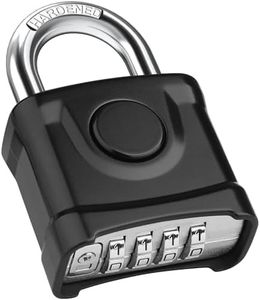 Heavy Duty Combination Padlocks, [Weatherproof Outdoor] Diyife Large 4 Digit Code Lock, 54mm with 8mm Thick 304 Stainless Steel Shackle Locker Padlock for School Gym Locker, Shed, Gate (Black)