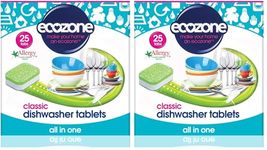 Ecozone Classic Dishwasher Tablets, Effective Cleaning Formula Cuts Through Grease & Grime, Natural Vegan & Non Toxic Tabs, Plant Based Plastic-Free, Leaves No Residue (Pack of 50 Capsules)
