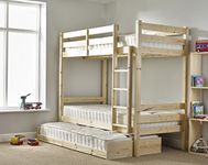 STRICTLY BEDS&BUNKS Everest Classic Bunk Bed with Trundle Pull out Guest Bed, 3ft Single