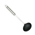 KitchenCraft Professional Soup Ladle with Non Stick Safe Nylon Head, Stainless Steel, 33 cm, Silver/Black