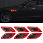 TOMALL 6Pcs 3D Strong Reflective Stripe Sticker for Car Fender Hood Bumper High-Intensity Night Visibility Reflective Decal Safety Warning Diamond Grade Carbon Fiber Universal for Car SUV (Red)