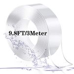 Euiooctory 3 Metre Nano Double Sided Tape Heavy Duty, Transparent Reusable Nano Adhesive Tape, Washable Traceless Strong Gel Tape for Carpet,Photos Posters