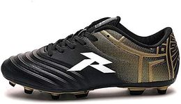 RUNIC Soccer Cleats Mens, Soccer Shoes, Available in Turf, Indoor and Firm Ground Outsoles, Black/Gold (Cleat Outsole), 10