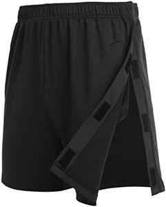 Deyeek Mens Tearaway Shorts After Knee Surgery Snap On Shorts for Women Hospital Break Away Post Surgery Pants with Pockets Black