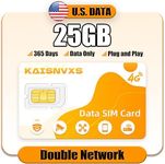 Kaisnvxs Data Only SIM Card for 365 Days 25GB - KAISNVXS Data SIM Card Compatible with USA 4G LTE Nationwide Networks for Security Solar Hunting Trail Game Cameras,GPS Tracker,Unlocked IoT Device