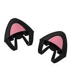kwmobile Cat Ears for Overear Headphone (Set of 2) - Fits Headbands 1" to 1.5" (2.5cm to 3.8cm) Diameter - Black/Dark Pink