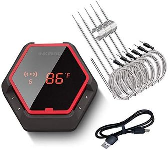 Inkbird Wireless Bluetooth BBQ Thermometer IBT-6XS, 6 Probes，Rechargeable Battery, Digital Cooking Grill Thermometer for Smoker,150ft Oven Meat Thermometer, Magnet, Timer, Alarm for Kitchen, Food, Red