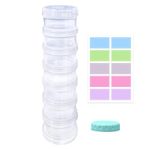 7 Day Pill Organizer Case Stackable Weekly Supplements Vitamins Pills Holder Dispenser Large Clear Transparent with Extra Lid