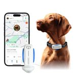 DBDD Dog GPS Tracker, Smart GPS Tracker for Dogs, Real Time Location | Escape Alerts | Activity Tracking | Waterproof, Compatible with iOS and Android (for 40lb+ Dogs)（White）