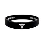 Irradiated Blood Only Hidden Message Wristband Medical Alert ID Bracelet Black White Men's Ladies Silicone Band 202mm (1 Wristband only)