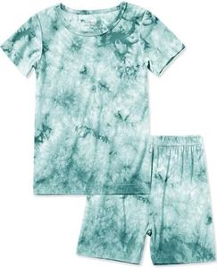 Jimonda Baby/Toddler Soft Soft Sleepwear Short sleeve Kids Pajama Outdoor 2-Piece Shirt&Shorts Casual sets Tie Dye PJ(Green tie dye,2T)