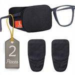 Astropic 2Pcs Large Silk Eye Patches for Adults Kids Big Glasses to Cover Either Eye (Large, Black)