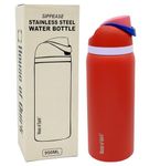 House of Quirk Sippease Insulated Stainless Steel Water Bottle with Straw for Sports and Travel BPA-Free 950ML (Red)