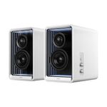 Edifier QR65 Desktop Active Monitor with 2.75" Long-Throw Aluminum Diaphragm mid-Low Drivers, Hi-Res Audio, Brilliant Light Effects, 70W Output Power Bluetooth Speakers with Stands - White