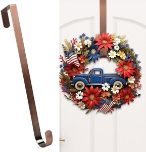 HOOSUN Wreath Hanger for Front Door for Halloween and Christmas Decorations,12 Inches Metal Wreath Hanger for Fall Decor,20 Lbs Over The Door Hooks for Front Porch Home Decor